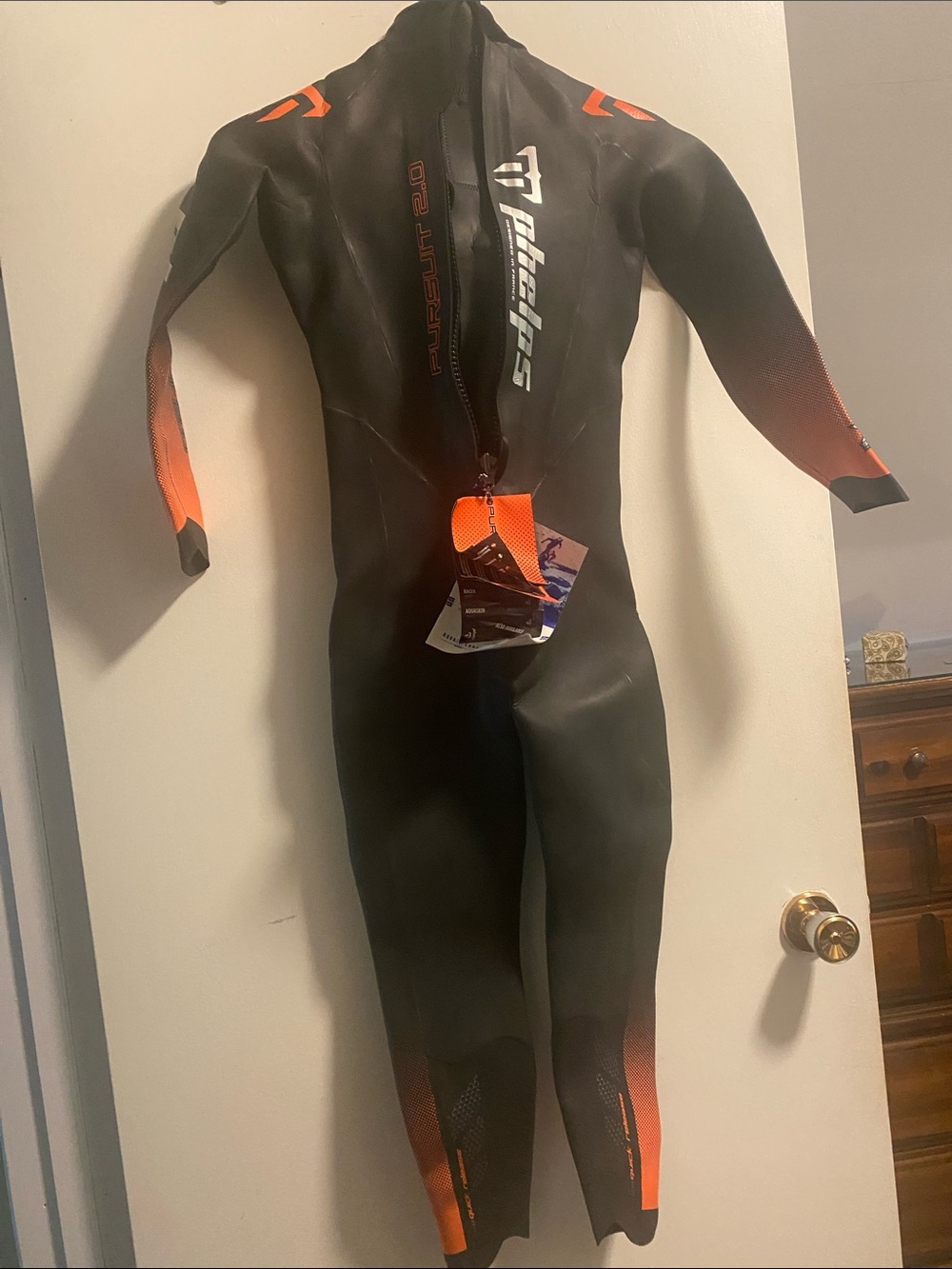 Women’s Black and Orange Full-Length Swim Rash Guard -